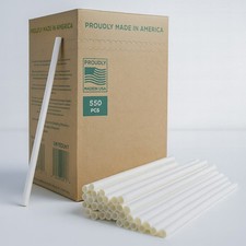Arbor Paper Drinking Straw 7.5"White Ecofriendly Disposable Paper Straws 550 Pcs