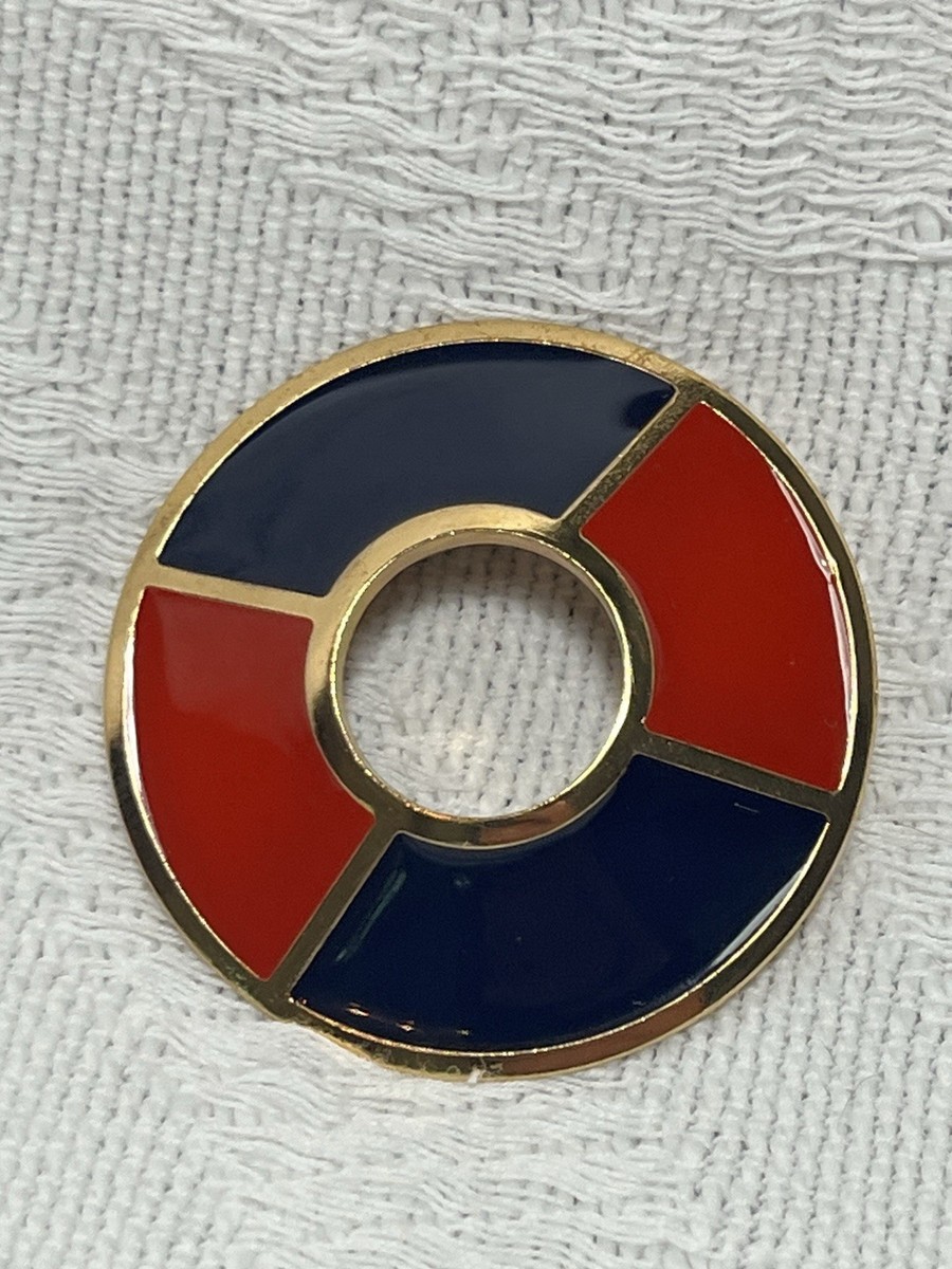 Yves Saint Laurent YSL France Vintage Gold Plated Red & Blue