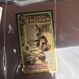 Goldback 2025 Florida Goldback 1/2 Gold Foil Note 1/2000 Troy oz 24K