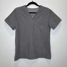 Figs Scrubs Top Women Small Catarina One Pocket Gray Short Sleeve