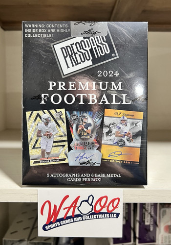 2024 Leaf Press Pass Premium Football Factory Sealed Hobby Box Cards 5 Autos!!