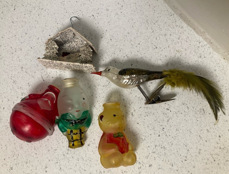 Vintage Christmas Lot • Clip On Bird Mercury Glass • Putz House Ornament