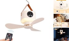 Portable Ceiling Fan, 11.02 Inch USB Camping Fan with LED Long Battery Life