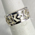 Vintage 925 Sterling Silver Jesus Fish Ring / Wedding Band Size 5 x 7mm NOS