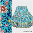 Hibluco Tiered Maxi Skirt Womens XL Blue Floral Boho Romantic Feminine Cottage