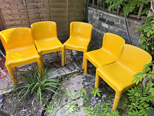 Kartell 4875 Carlo Bartoli 1970 Vintage Yellow Plastic Chairs 5 in total