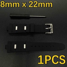 8mm x 22mm Black Silicone Rubber Watch Strap Band with Tool for Bvlgari Diagono