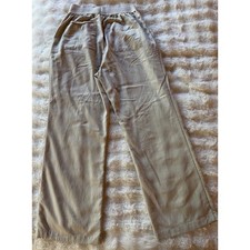 Varley Womens Sand Beige Pleated Wide Leg Pull On Pants Small