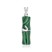 Cavill Malachit AnhäNger 24,5Ct 925 Silber Rhodiniert WeißEr Topas GrüN