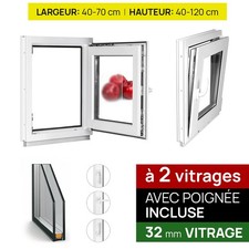 Fenêtre PVC Satinato Double Vitrage de Sous Sol Blanc Oscillo Battante