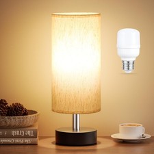Small Table Lamp with LED Bulb - 3 Color Temperatures for Bedroom, Nightstand...