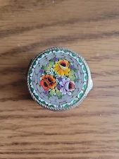 Vintage Italian Micro Mosaic Pill Bottle Floral Design