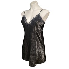 Frederick's Of Hollywood Size Medium Black Negligee Nightie Satin Lace Flawed