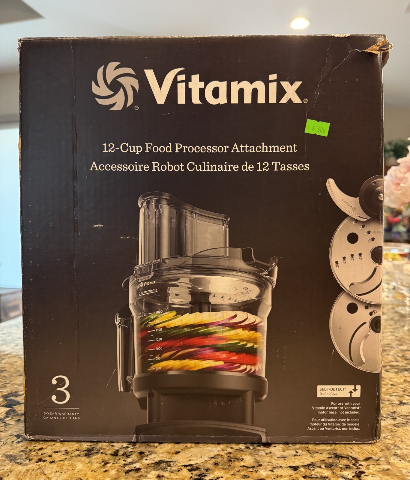 New Vitamix 12-Cup Food Processor Attachment w/SELF-DETECT. 