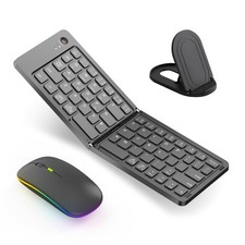 Wireless Bluetooth Keyboard  Mouse Combo, Foldable Mini Portable Typepad for...