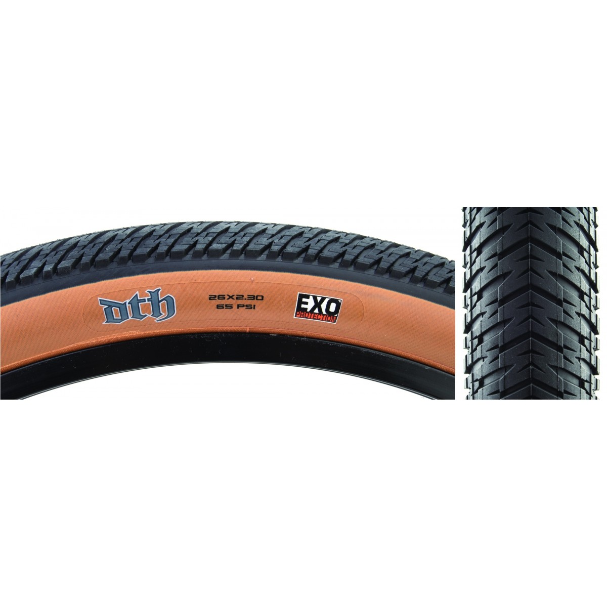 Pack of 2 Maxxis DTH BMX Tire Single Compund Black/Dark Tan EXO Casing 26x2.3