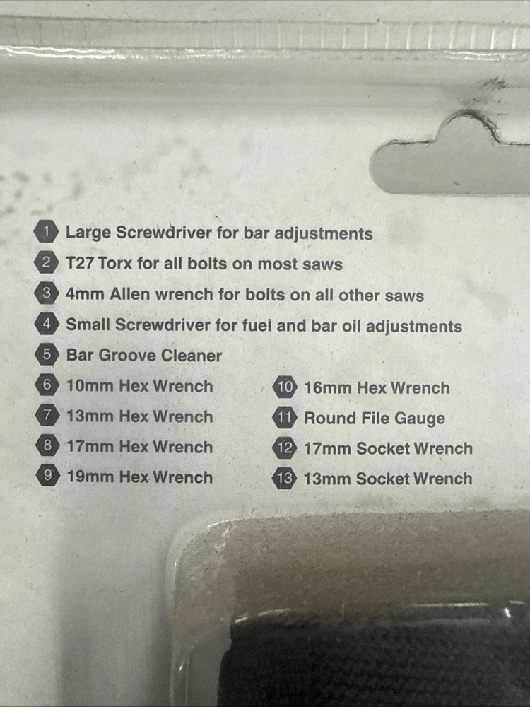 Chainsaw Multi-Tool with Hex Keys, Sockets, Screwdrivers & File Gauge