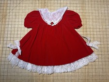 Vintage Hi-Girls Inc Toddler 18M Red Dress Ruffle Lace Ribbon Christmas