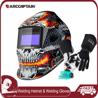ARCCAPTAIN Welding Helmet Auto Darkening True Color Welding Hood &Welding Gloves