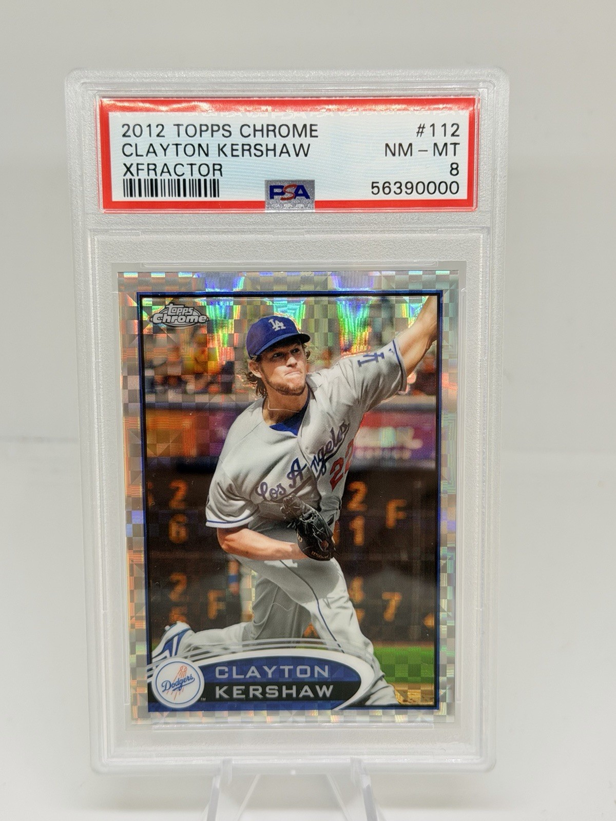 Clayton Kershaw 2012 Topps Chrome X-Fractor PSA 8 #112 Los Angeles Dodgers