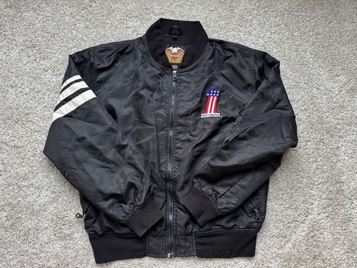 Harley Davidson Vintage Bomber Motorcycle Racking Jacket Men's M Varsity flag