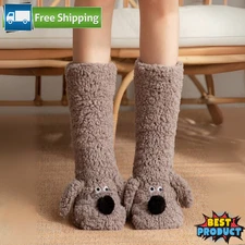 Women's Warm Thermal Lined Anti-Slip Socks Winter Cute Dog Fuzzy Slipper Socks