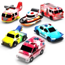 Emergency Cars Light Up Bath Toys, 6 Pack  Water-Activated Emergency   6pk