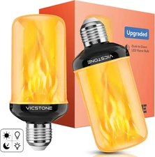 Dusk to Dawn LED Flame Light Bulbs Outdoor, 4 Modes Flickering Light Bulbs with 