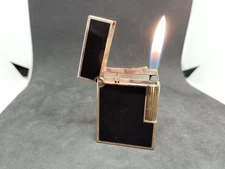 Vintage Dupont Gas Lighter Gatsby Black Lacquer/Pink Gold. Working Condition.