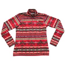 Ariat Tek Womens Fleece Pullover Aztec Tribal Print 1/4 Zip Red Sweatshirt Small