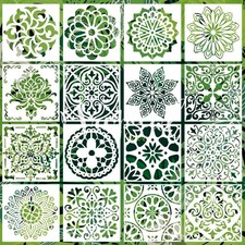 16 PCS Reusable Stencils, Mandala Stencils Dot Painting Templates G