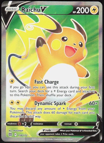 Raichu V (Full Art) 158/172 Holofoil UR SWSH09: Brilliant Stars NM Pokemon
