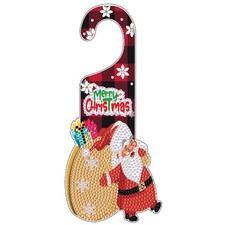 Diamond Art Painting Christmas Door Sign Pendant Kits for Door Decoration, Ch...