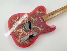 High Quality Shiny Pink Transparent Body Electric Guitar, Classic Style