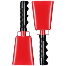 2 Pack 8 Inch Steel Cow Bells with Handles for Sports Events Football Concert