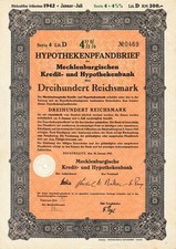 Mecklenburgische Kredit Hypothekenbank 4&frac12;% Pfandbrief 300 RM 1937 Nr. 0469