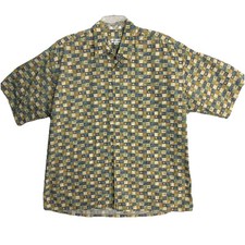 90s XXL Mens Button Down Shirt Pierre Cardin VTG Colorful Geometric Check S/S