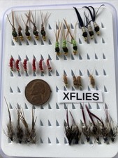 Fly Fishing Flies Trout Salmon Caddis Larva  30 Pcs Hks #12/#14 BBH W/ Case N802