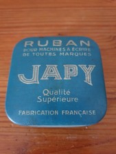 Boite ancienne métallique de ruban machine à écrire JAPY 2x7 cm