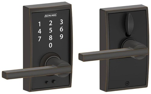 Schlage FE695-CEN-LAT Bronze Century Touch Entry Leverset With Latitude Lever