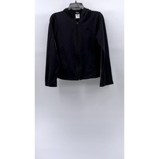 ADIDAS Women's Black Mesh Zip-Up Long Sleeve Active Hooded Jacket SZ M