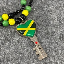 I Love Jamaica Beaded Necklace Black Yellow Green 23''