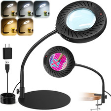 12X Magnifying Glass with Light and Stand, 5 Color Modes 9 Levels Dimmable 144 L