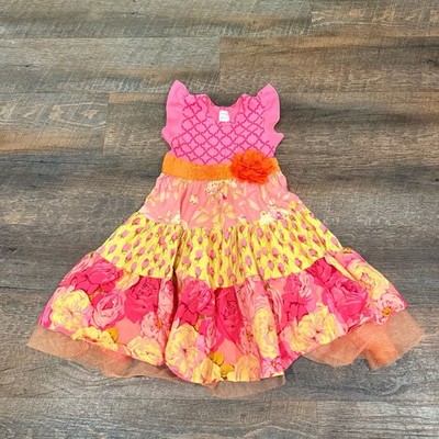 Giggle Moon Girls Ruffle Sleeve Floral Tiered Twirl Dress, Size 5