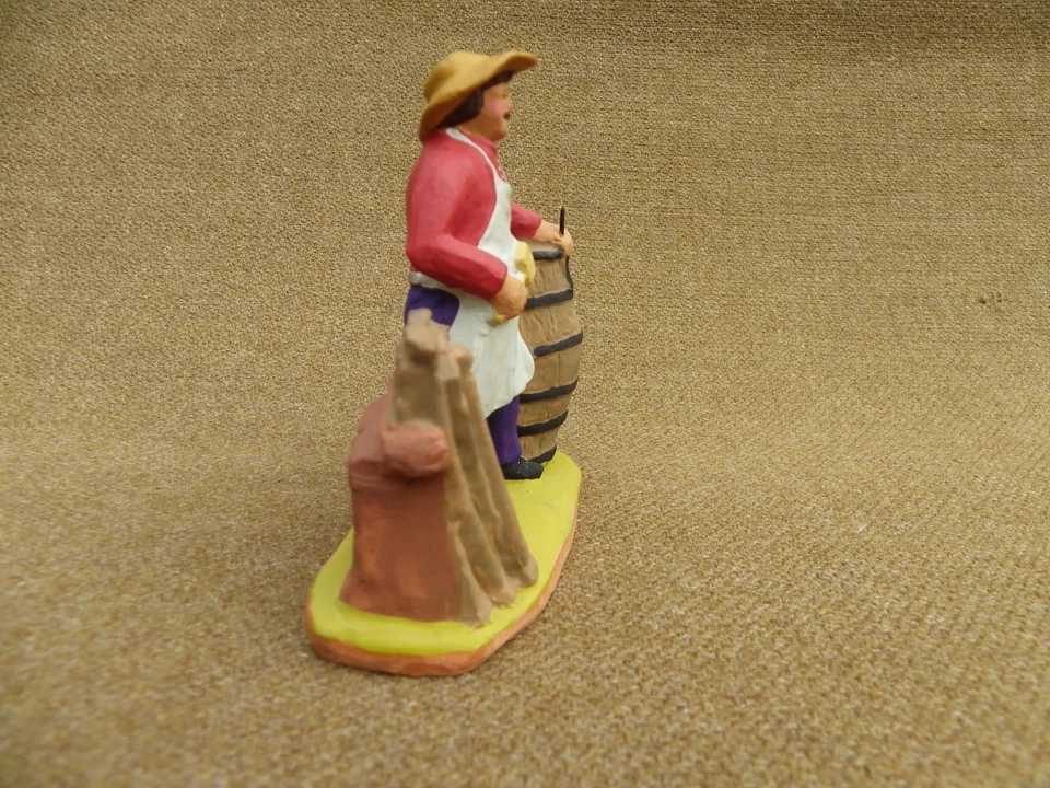 SANTON DE PROVENCE FOUQUE EN TERRE CUITE - LE TONNELIER - 9 cm - CRÈCHE DE NOËL - Photo 4/4