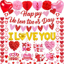 Valentines Day Decorations for Party Set Happy Valentines Day Banner Heart Valen