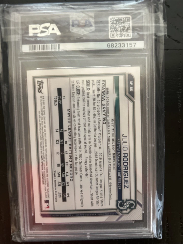 2021 Bowman - Prospects Julio Rodriguez #BP-86 (RC) /299 PSA 9 - Image 2 of 2