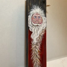 Hand painted, Primitive Santa Claus On Wood, Christmas Decor, Holiday Decor