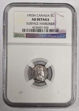 1903 H Canada 5c NGC AU Details