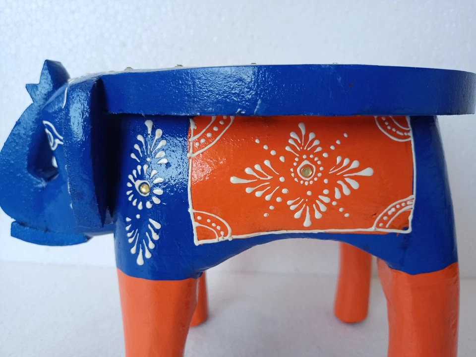 Handmade Wooden Multi Elephant Shape Floor Side Decorative Stool, Kids Stool - Image 3 of 4